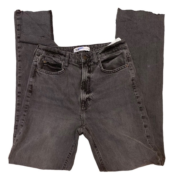 Zara Extra Long High Rise Slim Fit Slit Leg Jeans - Picture 3 of 7